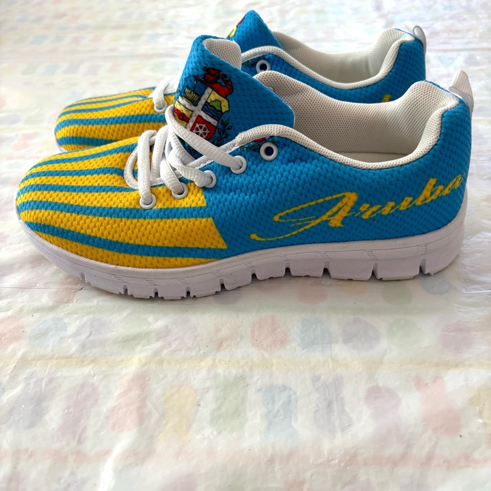 NWOT Aruba Special Sneakers Blue and Yellow Athletic Sneakers SZ 6 - Picture 2 of 13